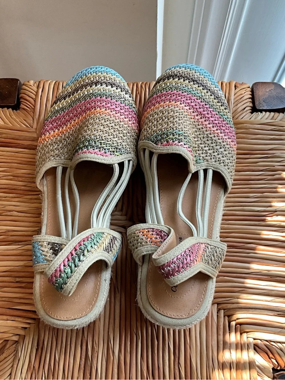 comfortview Multicolor Woven Espadrille Slingback Wedge size 9W